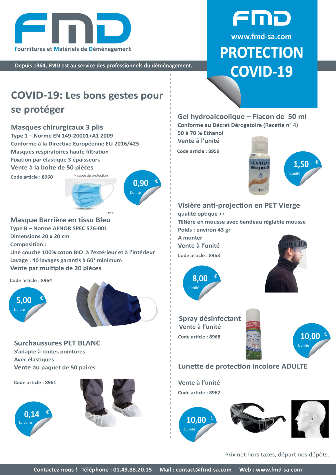 Fiche produits protection Covid-19